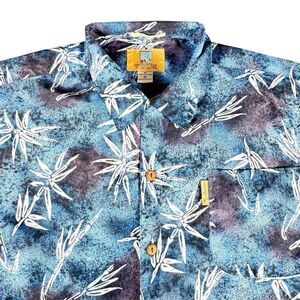 Coconut Pier Sz XL Hawaiian Shirt Bamboo Print Button Up Island 100% Microfiber